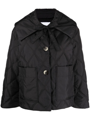 

Spread-collar quilted jacket, GANNI Spread-collar quilted jacket