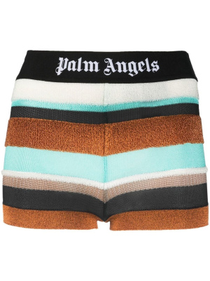 

Logo-waistband striped knitted shorts, Palm Angels Logo-waistband striped knitted shorts