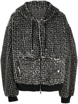 

Monogram-pattern hooded jacket, Balmain Monogram-pattern hooded jacket