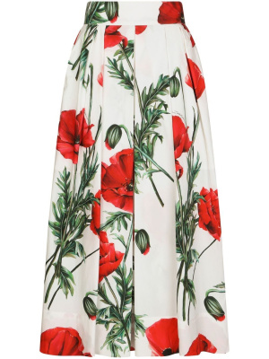 

Poppy-print high-waisted skirt, Dolce & Gabbana Poppy-print high-waisted skirt