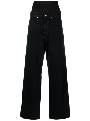 

Single-stitch double-waist wide-leg jeans, MM6 Maison Margiela Single-stitch double-waist wide-leg jeans