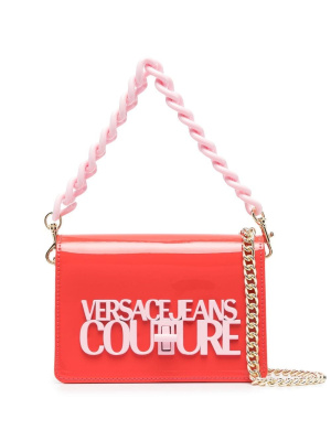 

Logo-lettering patent shoulder bag, Versace Jeans Couture Logo-lettering patent shoulder bag