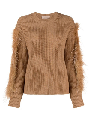 

Feather-detail crew-neck jumper, TWINSET Feather-detail crew-neck jumper