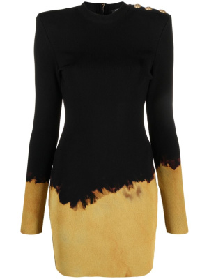 

Long-sleeve two-tone dress, Balmain Long-sleeve two-tone dress