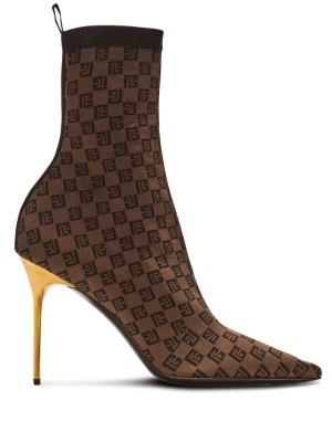 

Skye 95mm monogram-jacquard boots, Balmain Skye 95mm monogram-jacquard boots