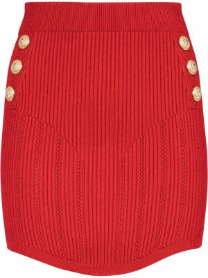 

Button-detail fine-knit skirt, Balmain Button-detail fine-knit skirt