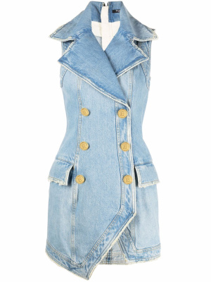 

Asymmetric denim shirtdress, Balmain Asymmetric denim shirtdress