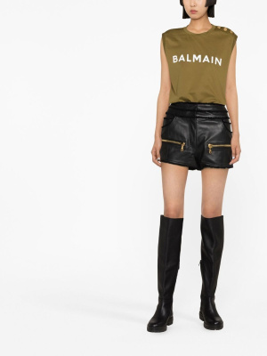 

Mid-rise leather shorts, Balmain Mid-rise leather shorts