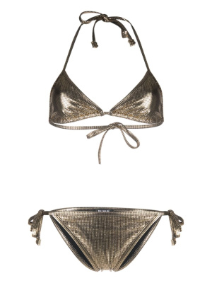

Metallic-effect halterneck bikini, Balmain Metallic-effect halterneck bikini