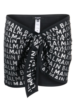 

Logo-print knot-detail skirt, Balmain Logo-print knot-detail skirt