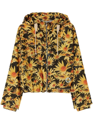 

Floral-print drawstring-hood jacket, Jil Sander Floral-print drawstring-hood jacket