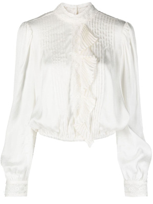 

Floral-lace pleated blouse, TWINSET Floral-lace pleated blouse