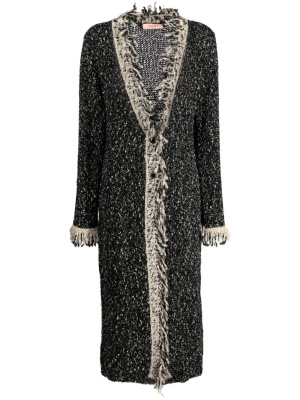 

Contrast-trim fringed longline cardigan, TWINSET Contrast-trim fringed longline cardigan