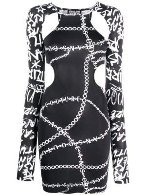 

Logo-print cut-out minidress, Versace Jeans Couture Logo-print cut-out minidress