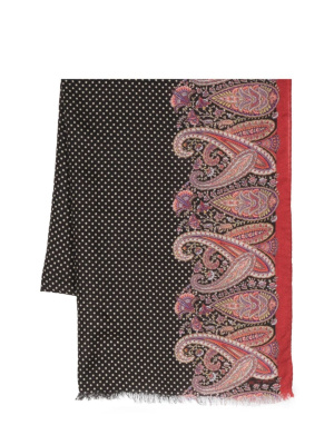 

Mix-print frayed scarf, ETRO Mix-print frayed scarf
