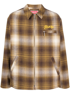 

Plaid-check cotton shirt jacket, Kenzo Plaid-check cotton shirt jacket