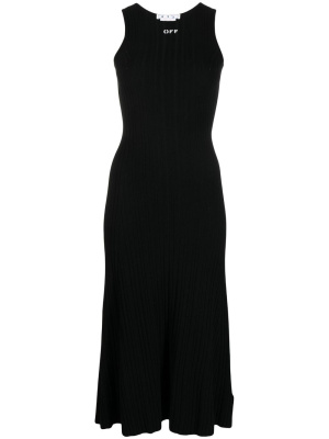 

Logo-print ribbed midi dress, Off-White Logo-print ribbed midi dress