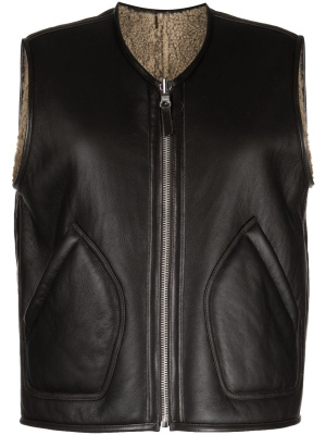 

Wyatt zip-up leather gilet, YMC Wyatt zip-up leather gilet
