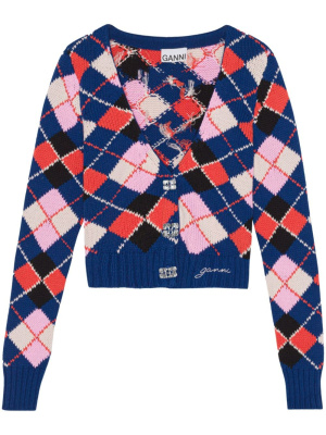 

V-neck patterned cardigan, GANNI V-neck patterned cardigan