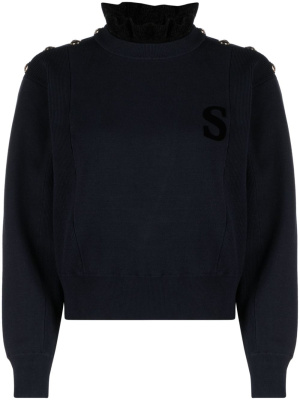

Logo-patch ruffle-collar sweatshirt, SANDRO Logo-patch ruffle-collar sweatshirt