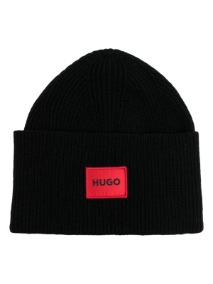 

Logo-patch knitted beanie, HUGO Logo-patch knitted beanie