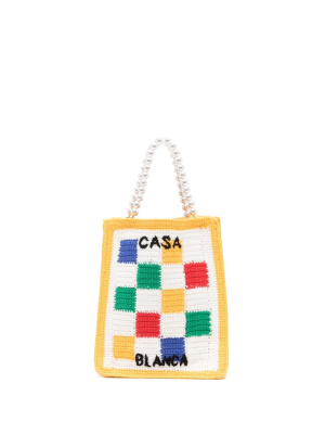 

Checked crochet-knit tote bag, Casablanca Checked crochet-knit tote bag