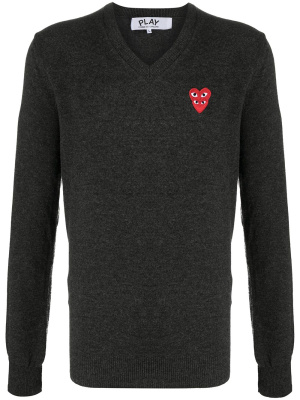 

Embroidered double heart patch jumper, Comme Des Garçons Play Embroidered double heart patch jumper