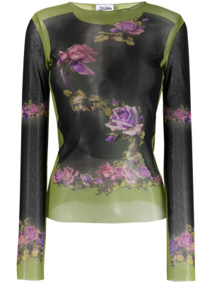 

Fleurs Petit Grand print mesh top, Jean Paul Gaultier Fleurs Petit Grand print mesh top