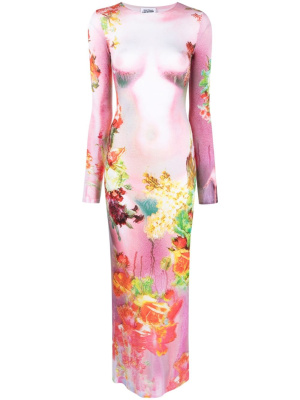 

Body Flower trompe l'oeil maxi dress, Jean Paul Gaultier Body Flower trompe l'oeil maxi dress