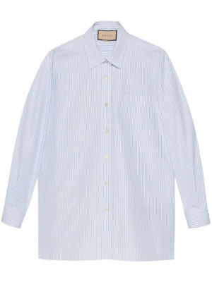 

Logo-embroidered striped cotton shirt, Gucci Logo-embroidered striped cotton shirt