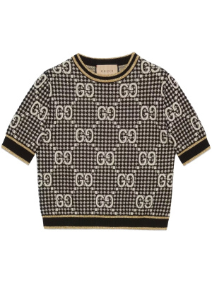 

GG-monogram jacquard short-sleeve top, Gucci GG-monogram jacquard short-sleeve top