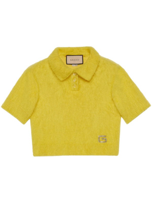

Crystal-embellished knit polo top, Gucci Crystal-embellished knit polo top