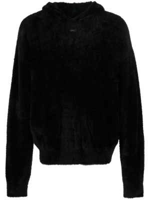 

Logo-plaque faux-fur hoodie, HELIOT EMIL Logo-plaque faux-fur hoodie