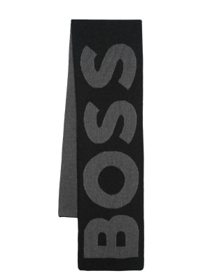 

Logo intarsia-knit scarf, BOSS Logo intarsia-knit scarf