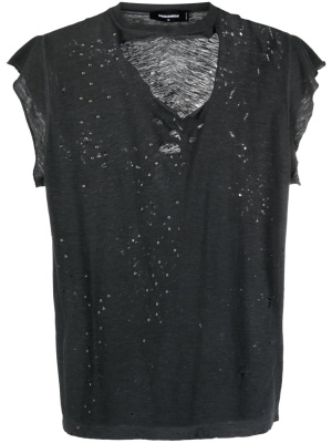 

Distressed-finish raw-cut T-shirt, Dsquared2 Distressed-finish raw-cut T-shirt
