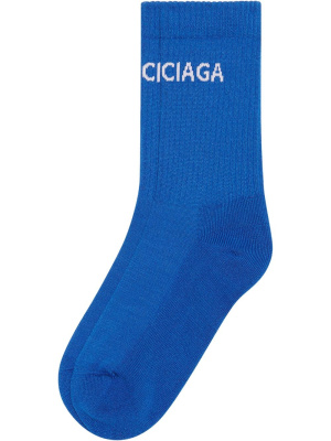 

Ribbed-knit logo-intarsia socks, Balenciaga Ribbed-knit logo-intarsia socks