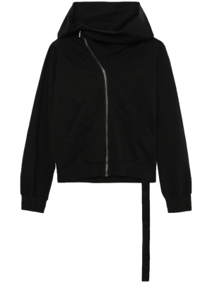 

Asymmetric-zip strap-embellished hoodie, Rick Owens DRKSHDW Asymmetric-zip strap-embellished hoodie