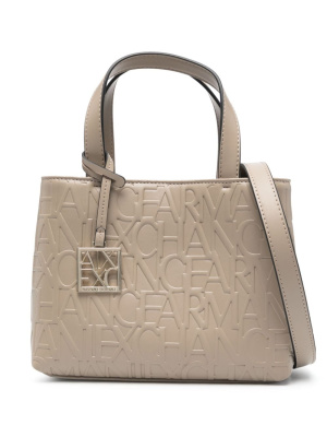

Embossed-logo faux-leather tote bag, Armani Exchange Embossed-logo faux-leather tote bag