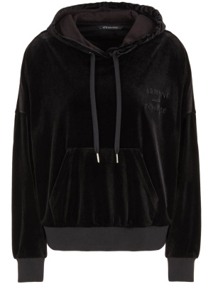 

Logo-embroidered velvet hoodie, Armani Exchange Logo-embroidered velvet hoodie
