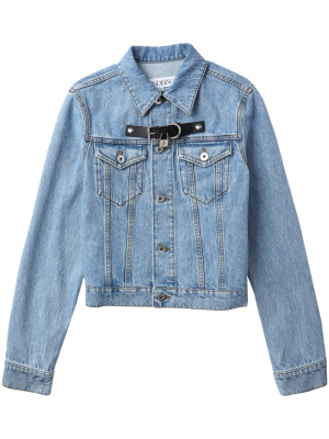 

Padlock-embellished cropped denim jacket, JW Anderson Padlock-embellished cropped denim jacket