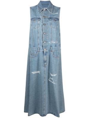 

Sleeveless denim long dress, MM6 Maison Margiela Sleeveless denim long dress