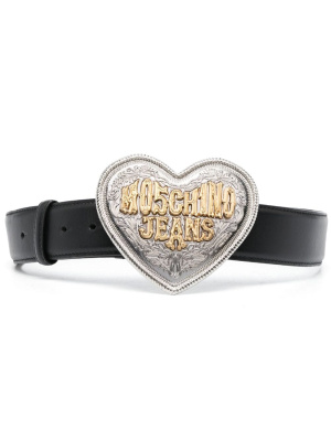 

Heart-motif leather belt, MOSCHINO JEANS Heart-motif leather belt