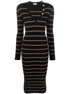 

Appliqué-detail striped midi dress, LIU JO Appliqué-detail striped midi dress