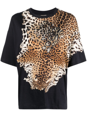 

Leopart-print detail T-shirt, Roberto Cavalli Leopart-print detail T-shirt