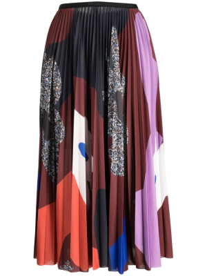 

Botanical Collage logo-waistband pleated skirt, Paul Smith Botanical Collage logo-waistband pleated skirt