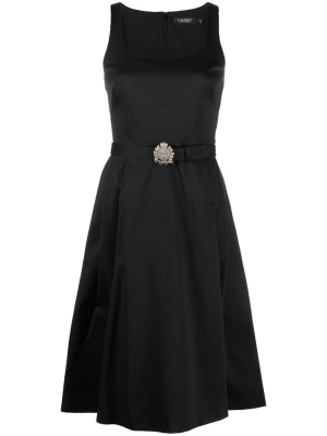 

Buckle-belt pleated midi dress, Lauren Ralph Lauren Buckle-belt pleated midi dress