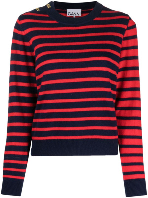 

Stripe-jacquard merino-cashmere jumper, GANNI Stripe-jacquard merino-cashmere jumper