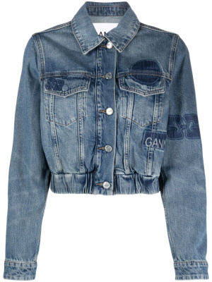 

Patch-print denim jacket, GANNI Patch-print denim jacket