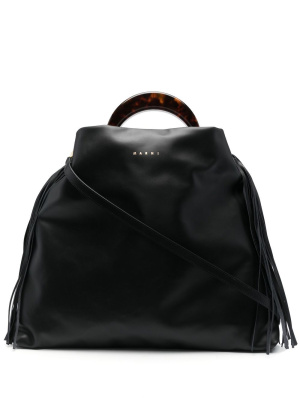 

Fringe-trim leather tote bag, Marni Fringe-trim leather tote bag