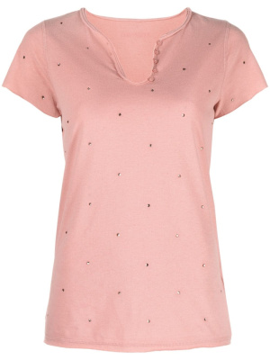 

Rhinestone-embellished Henley-neck T-shirt, Zadig&Voltaire Rhinestone-embellished Henley-neck T-shirt